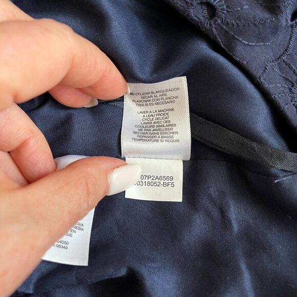 NWT Jones New York Eyelet button Up Navy ruffle twirl Cotton Shirt Dress 6P - Picture 10 of 12